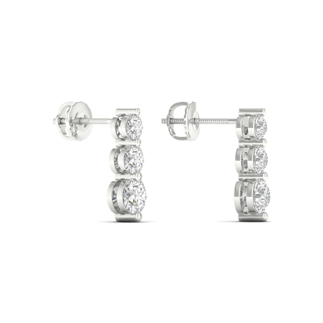 1 CTW Lab Grown Diamond Vertical Drop Earrings in 14KT Gold