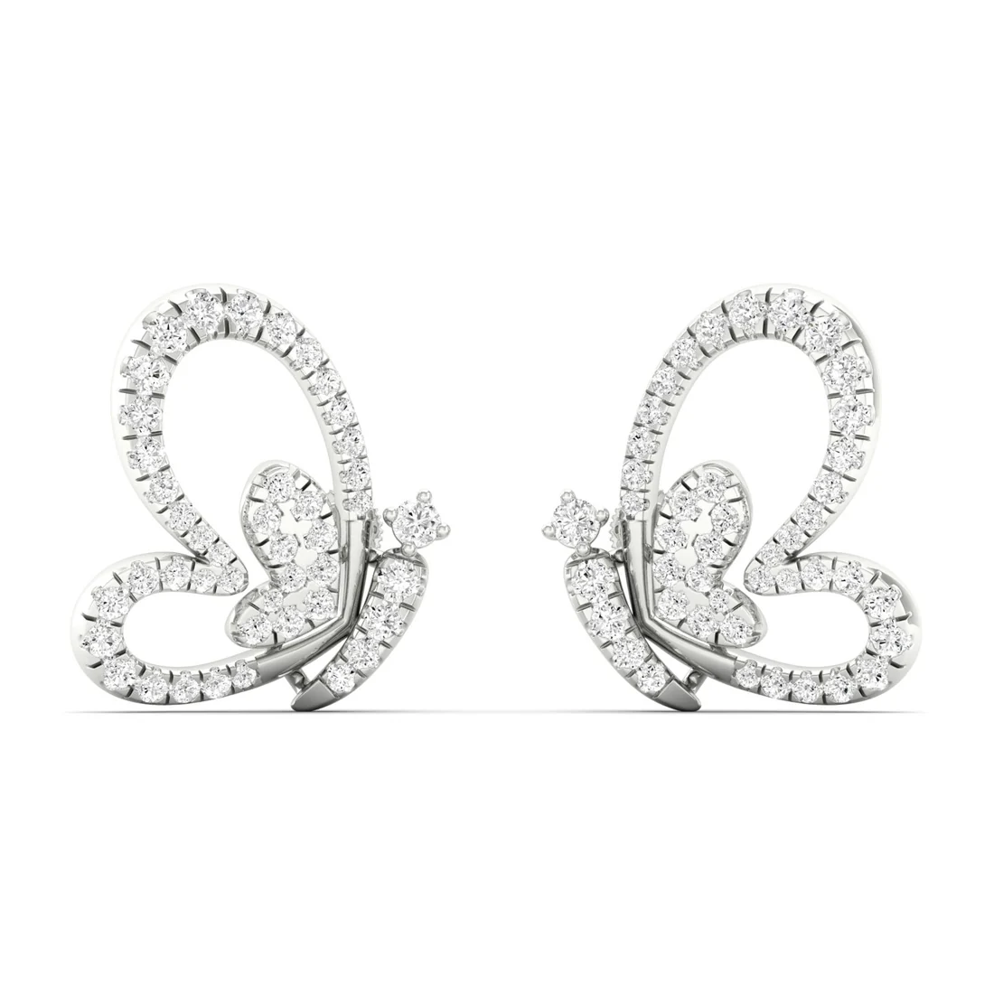 0.46 CTW Lab Grown Diamond Big Heart Butterfly Stud Earring