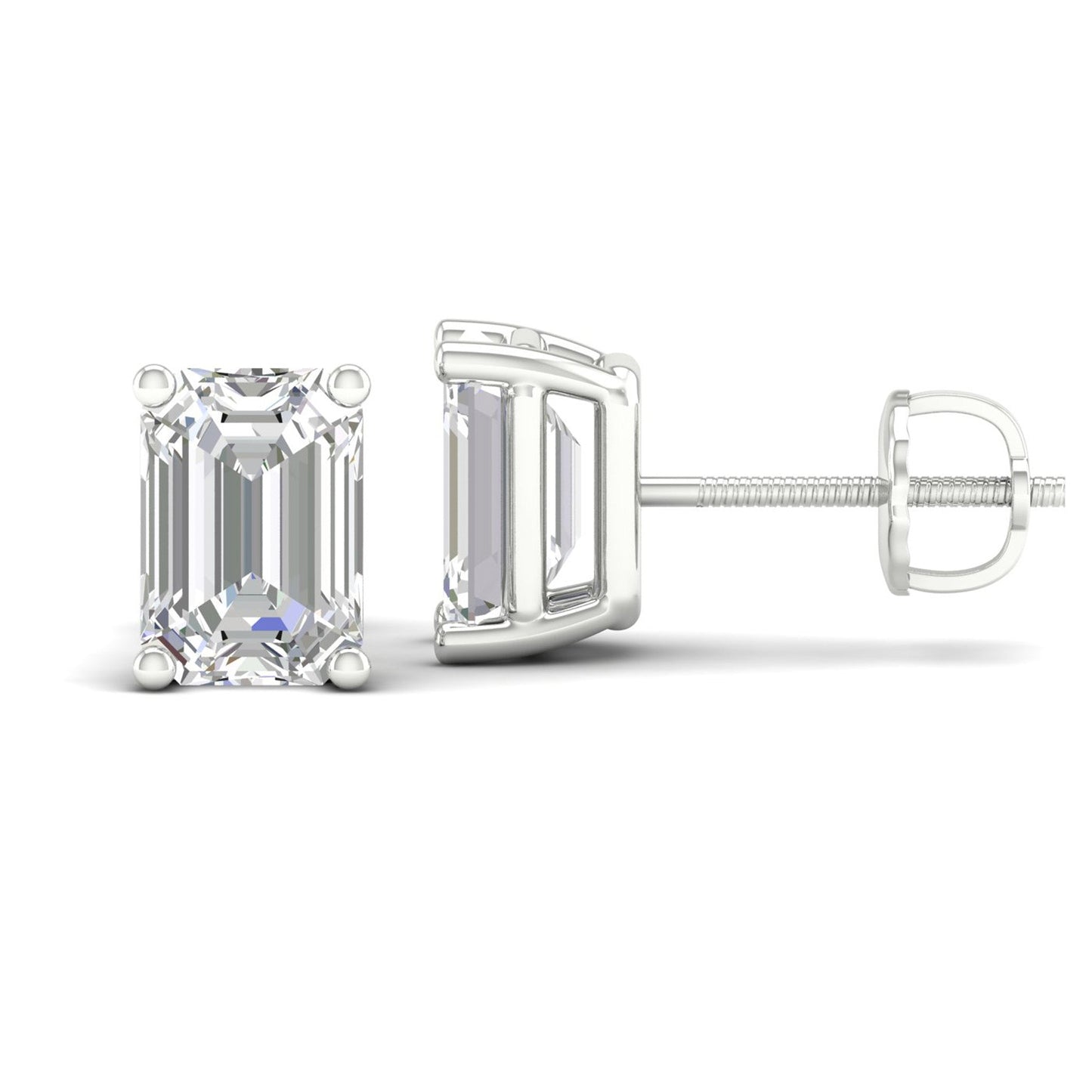 10 CTW Lab Grown Diamond Classic Emerald Stud Earring