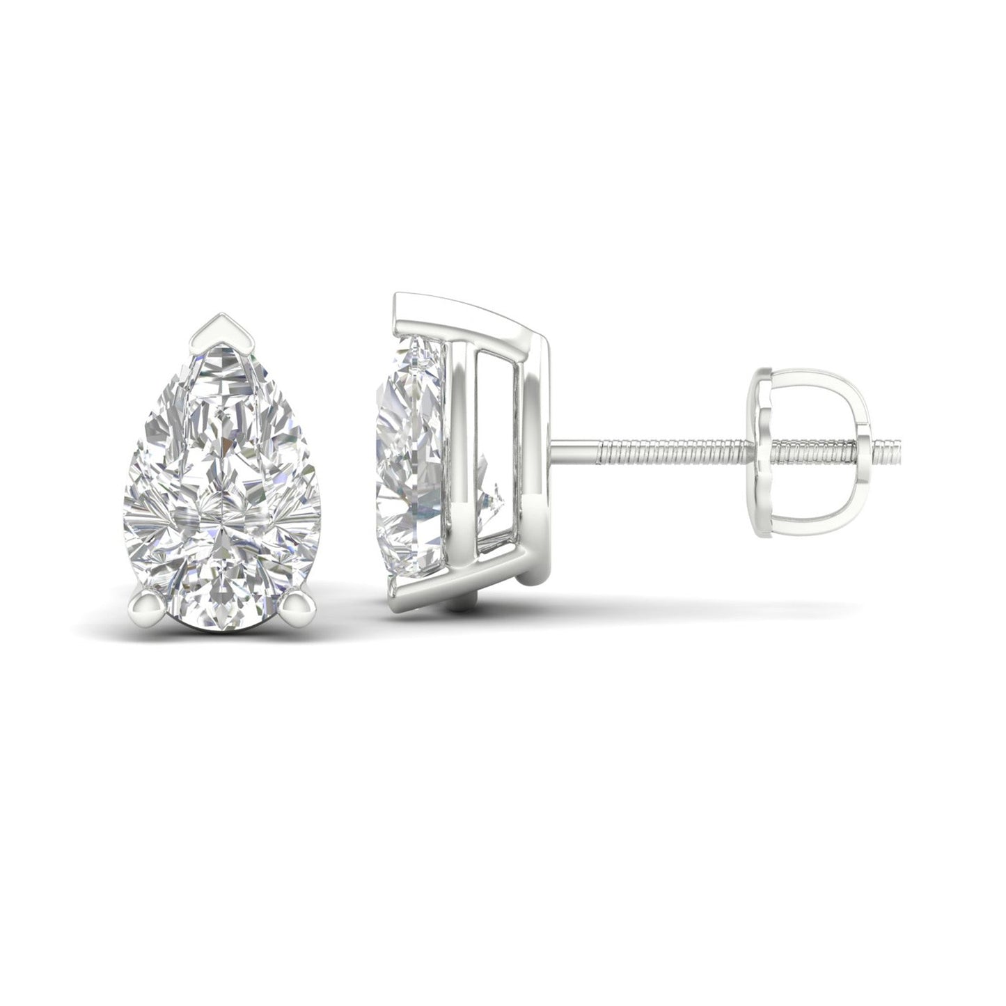 10 CTW Lab Grown Diamond Solitaire Pear Stud Earring