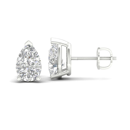 10 CTW Lab Grown Diamond Solitaire Pear Stud Earring