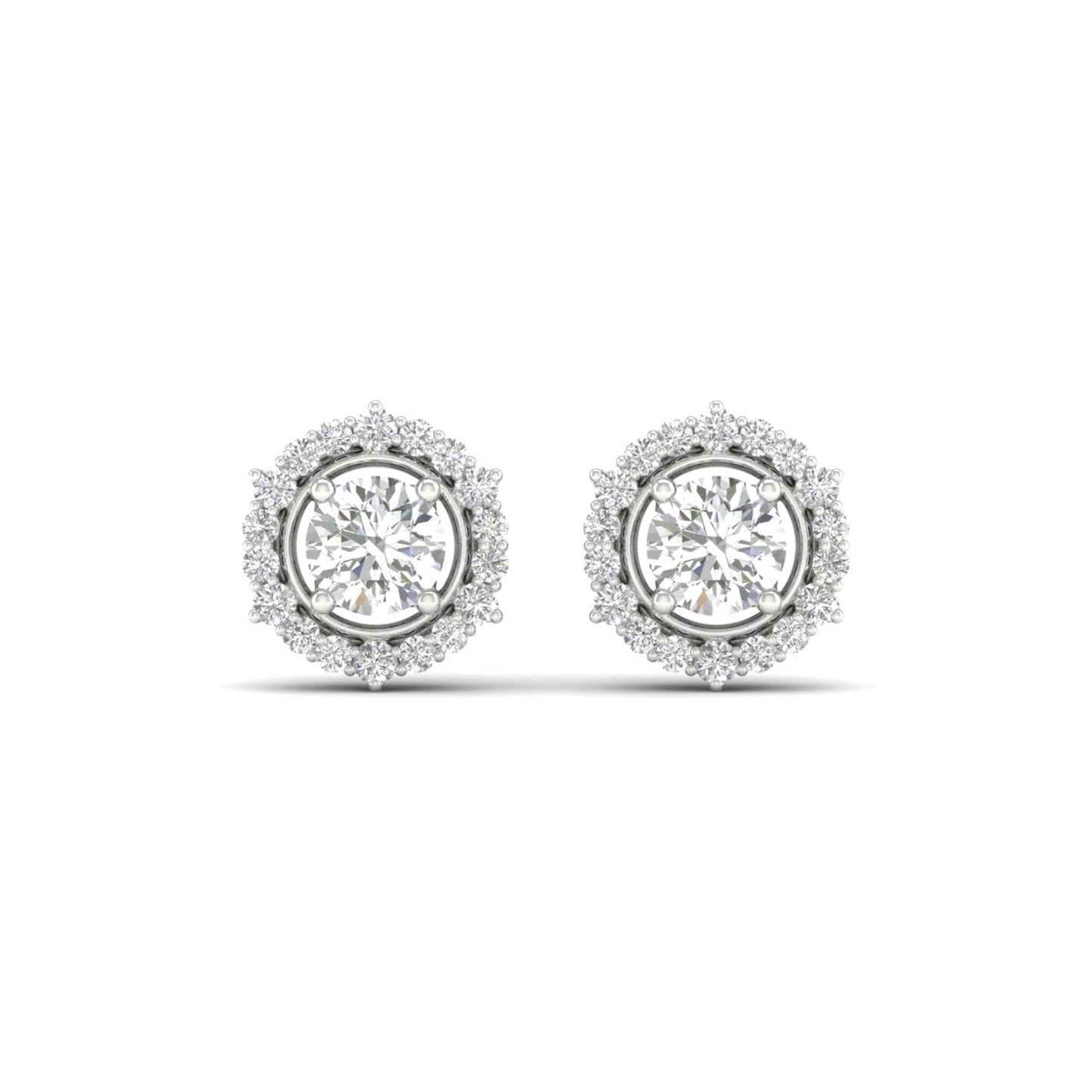 1 CTW Lab Grown Diamond Halo Round Stud Earring