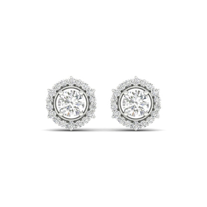 1 CTW Lab Grown Diamond Halo Round Stud Earring
