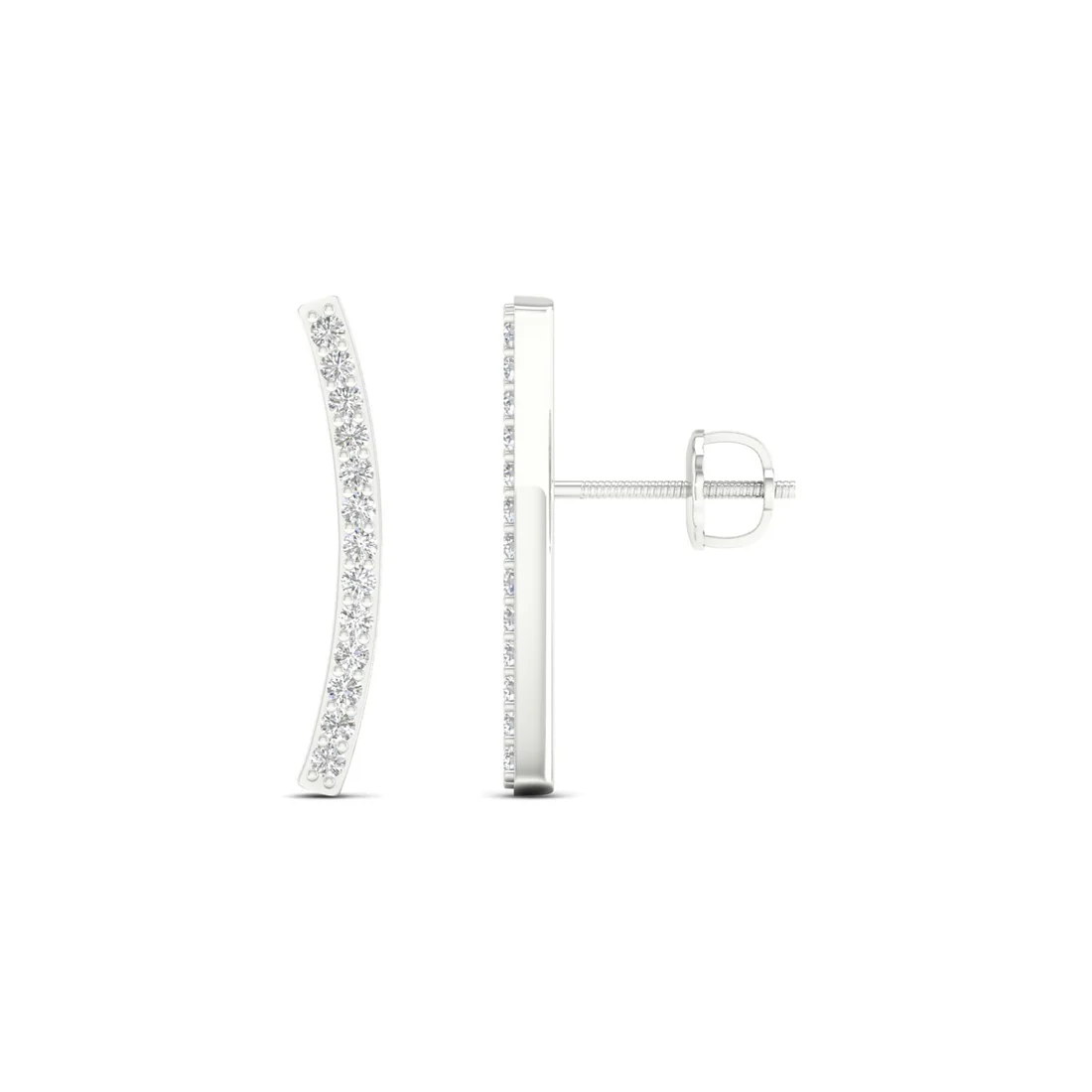 0.20 CTW Lab Grown Diamond Curve Bar Fashion Stud Earring