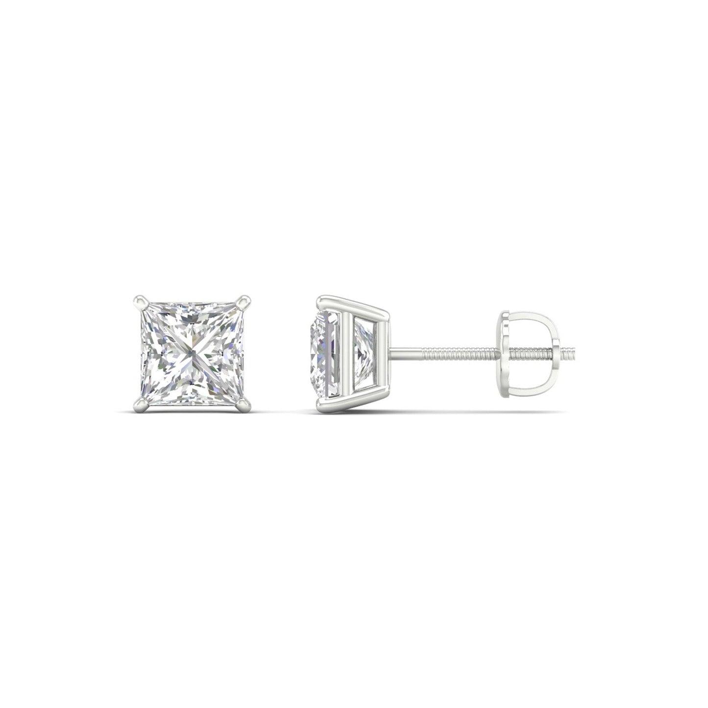 1.50 CTW Lab Grown Diamond Princess Solitaire Stud Earring