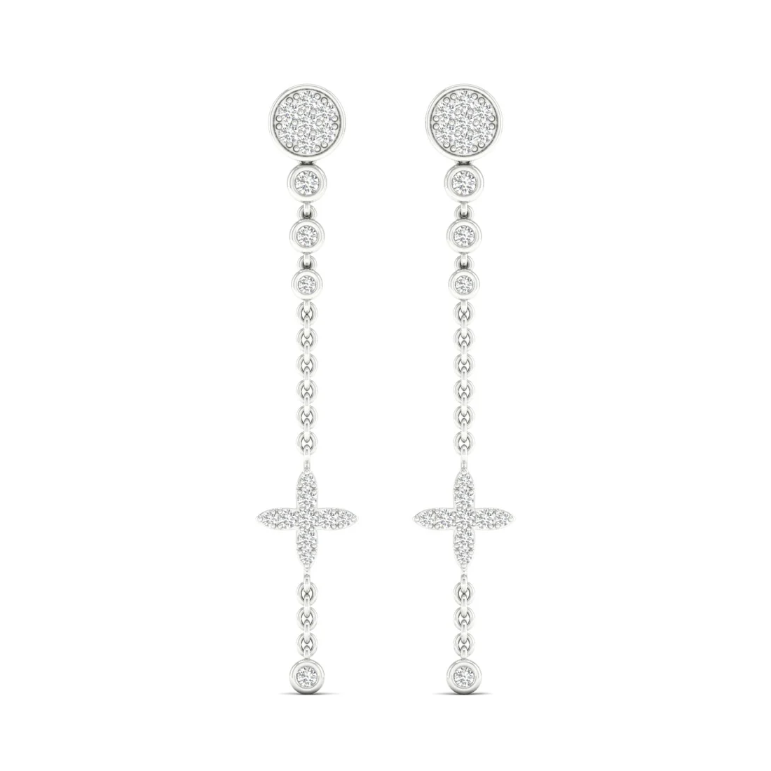 0.48 CTW Lab Grown Diamond Modern Pavé Cross Drop Earrings