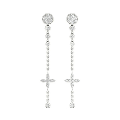 0.48 CTW Lab Grown Diamond Modern Pavé Cross Drop Earrings