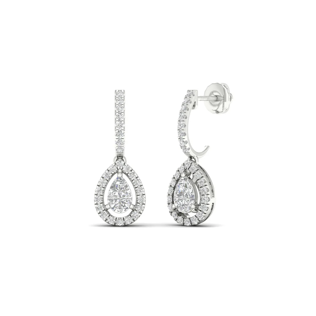 0.66 CTW Lab Grown Diamond Pear Halo Drop Earring