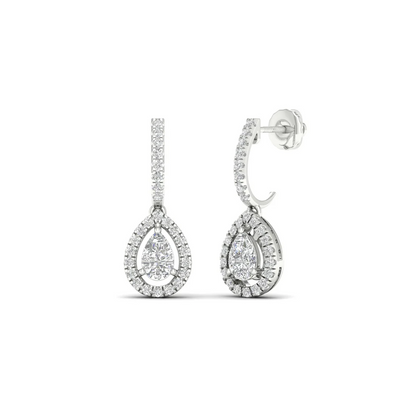 0.66 CTW Lab Grown Diamond Pear Halo Drop Earring