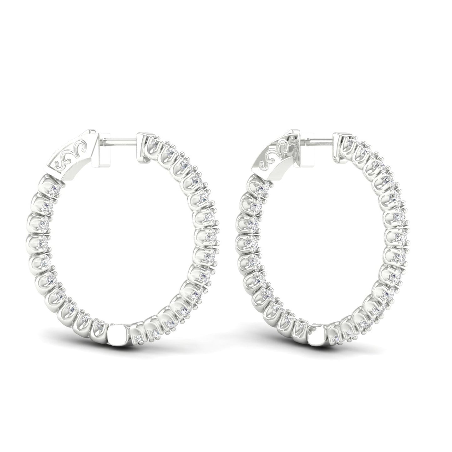 2 CTW Lab Grown Diamond Classic Round Hoop Earring