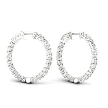 2 CTW Lab Grown Diamond Classic Round Hoop Earring