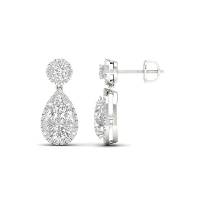 2.20 CTW Lab Grown Diamond Pear Drop Halo Earring