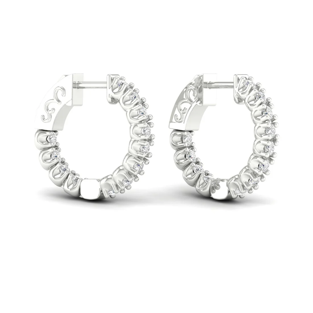 1 CTW Lab Grown Diamond Unique Design Hoop Earring