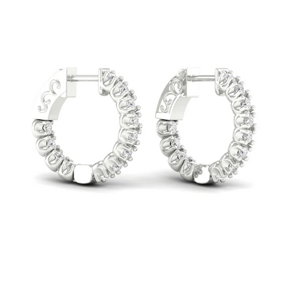 1 CTW Lab Grown Diamond Unique Design Hoop Earring
