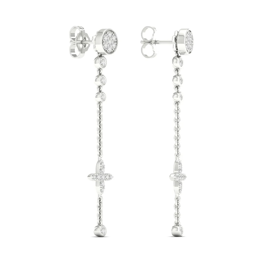 0.48 CTW Lab Grown Diamond Modern Pavé Cross Drop Earrings