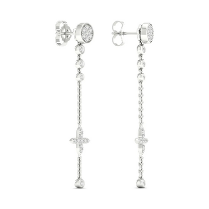 0.48 CTW Lab Grown Diamond Modern Pavé Cross Drop Earrings