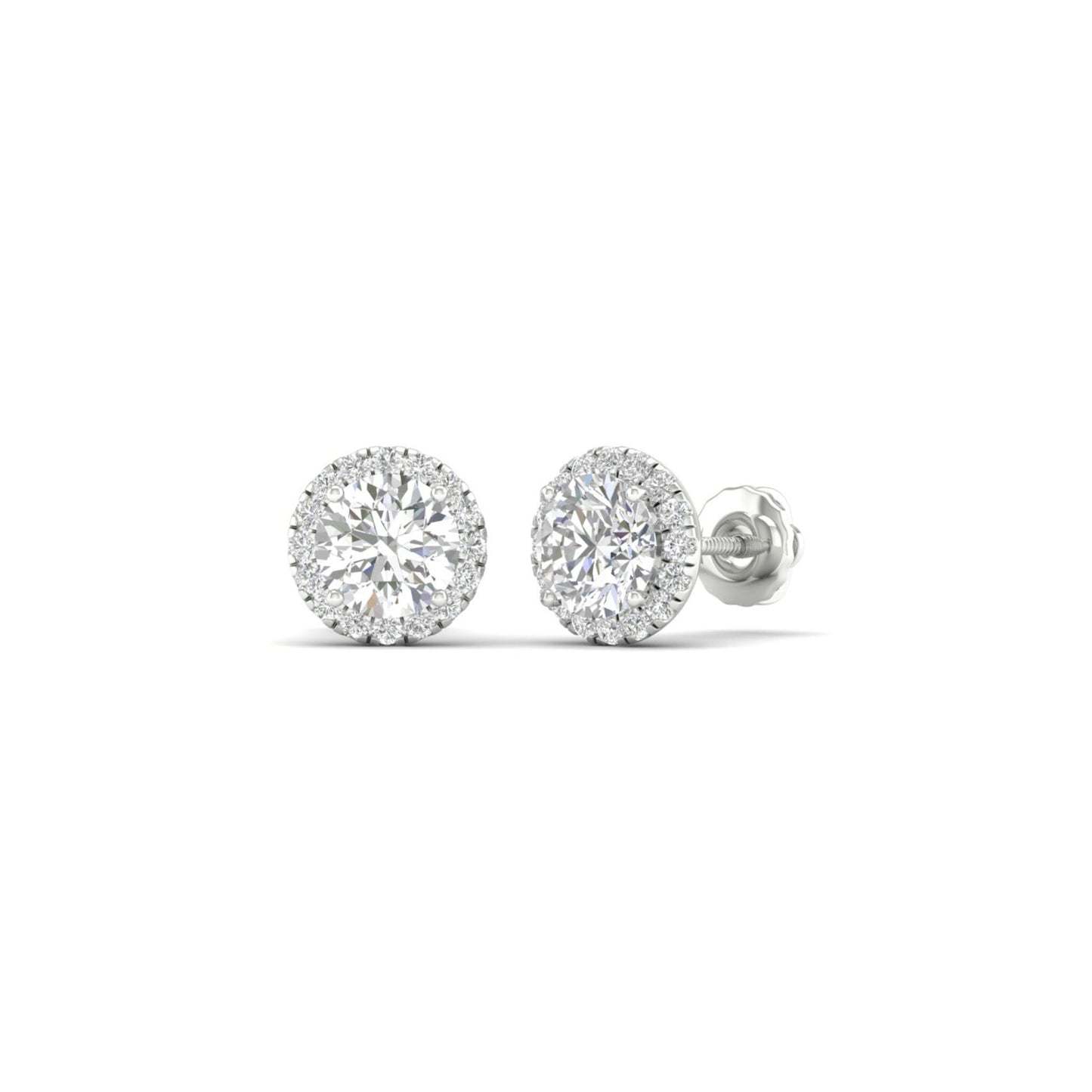 1 CTW Lab Grown Diamond Round Halo Stud Earring