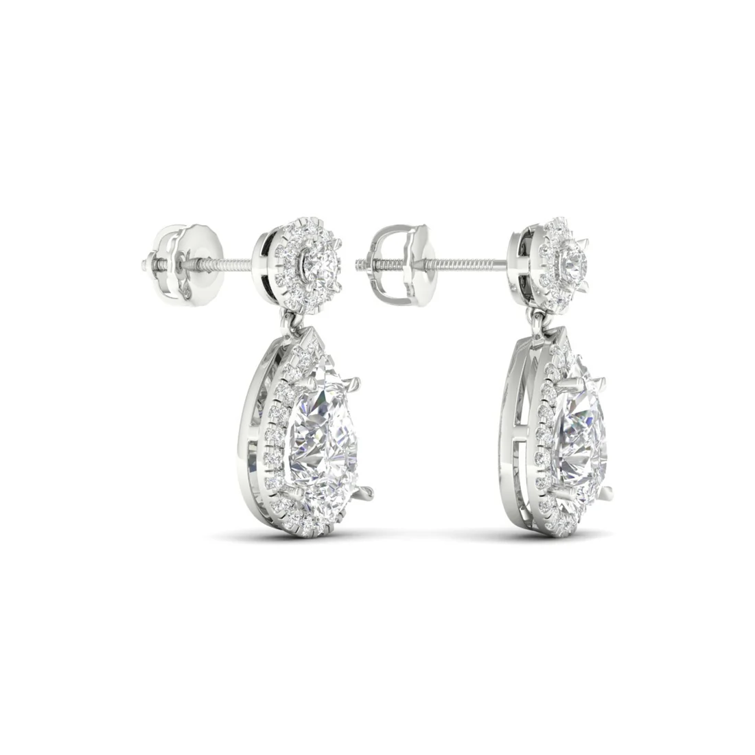 2.20 CTW Lab Grown Diamond Pear Drop Halo Earring
