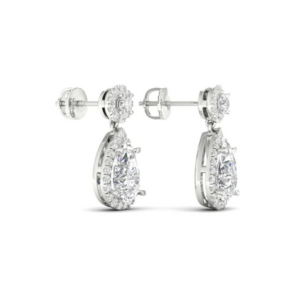 2.20 CTW Lab Grown Diamond Pear Drop Halo Earring
