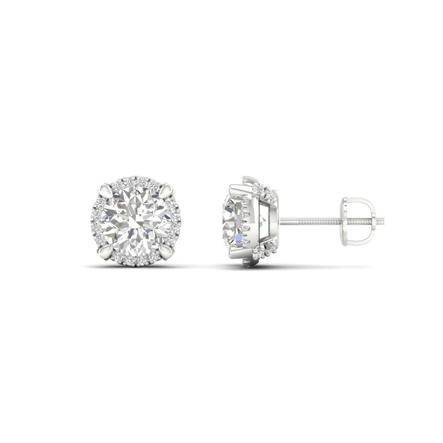 2 CTW Lab Grown Diamond Halo Design Stud Earring