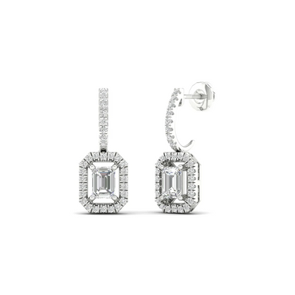 1 CTW Lab Grown Diamond Emerald Cut Drop Earring