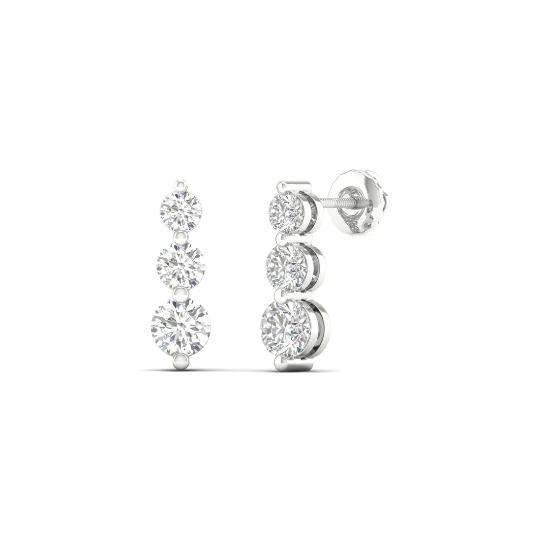 1 CTW Lab Grown Diamond Vertical Drop Earrings in 14KT Gold
