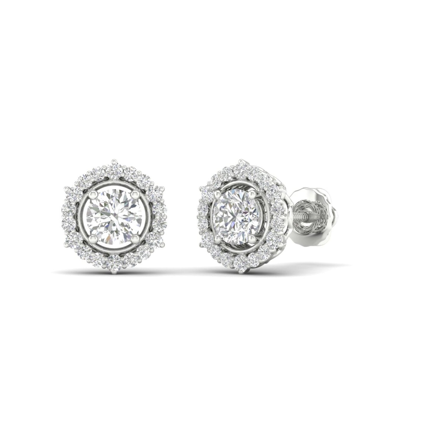 1 CTW Lab Grown Diamond Halo Round Stud Earring
