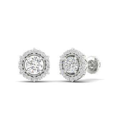 1 CTW Lab Grown Diamond Halo Round Stud Earring
