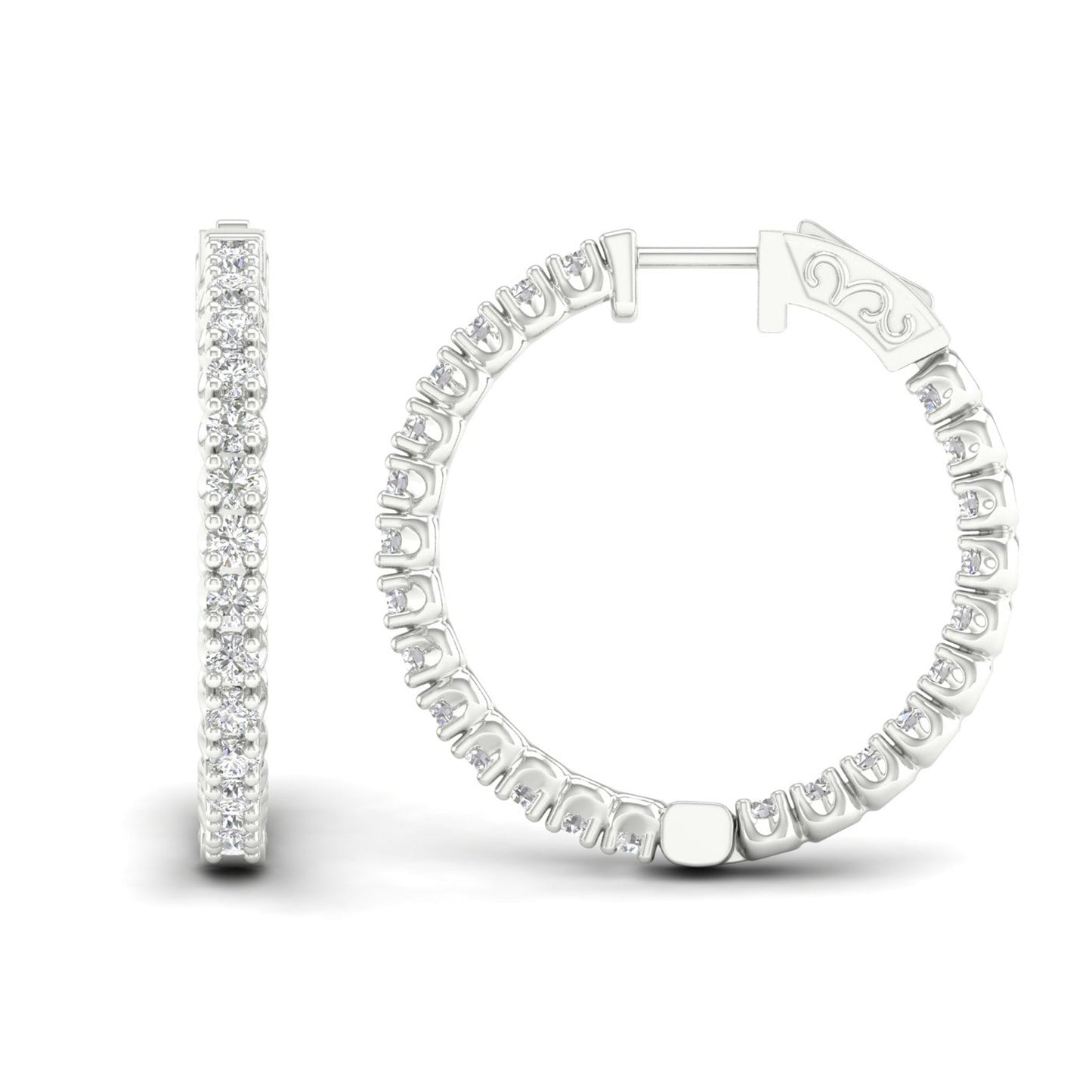 2 CTW Lab Grown Diamond Classic Round Hoop Earring