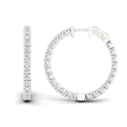 2 CTW Lab Grown Diamond Classic Round Hoop Earring