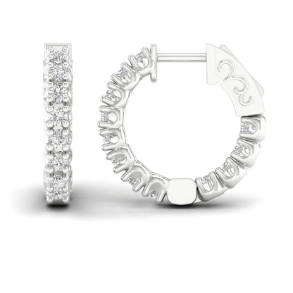 1 CTW Lab Grown Diamond Unique Design Hoop Earring