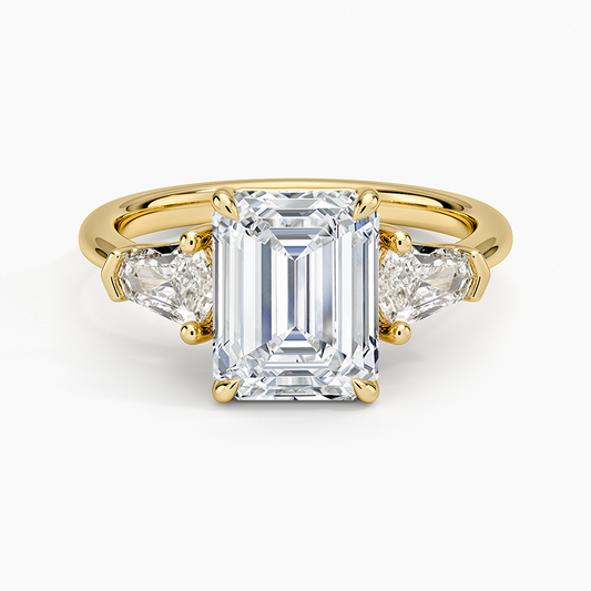 2 CT Emerald Cut Lab Grown Diamond Cluster Enagagement Ring