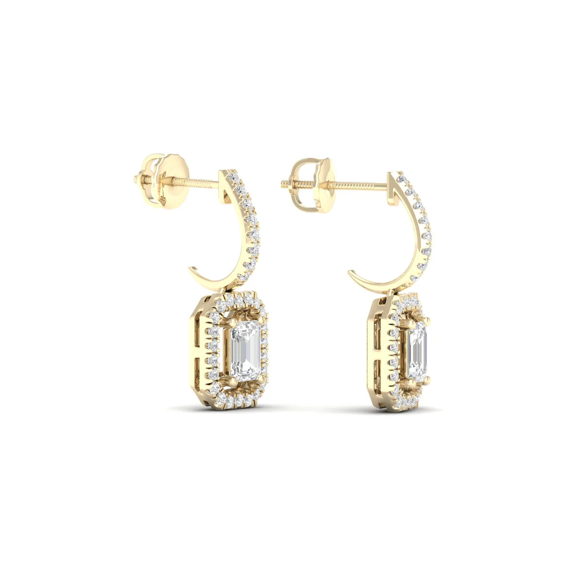 1 CTW Lab Grown Diamond Emerald Cut Drop Earring