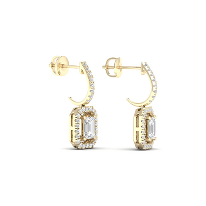 1 CTW Lab Grown Diamond Emerald Cut Drop Earring