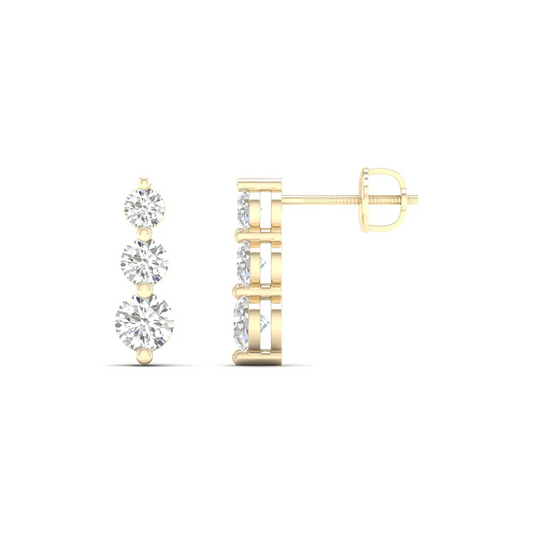 1 CTW Lab Grown Diamond Vertical Drop Earrings in 14KT Gold