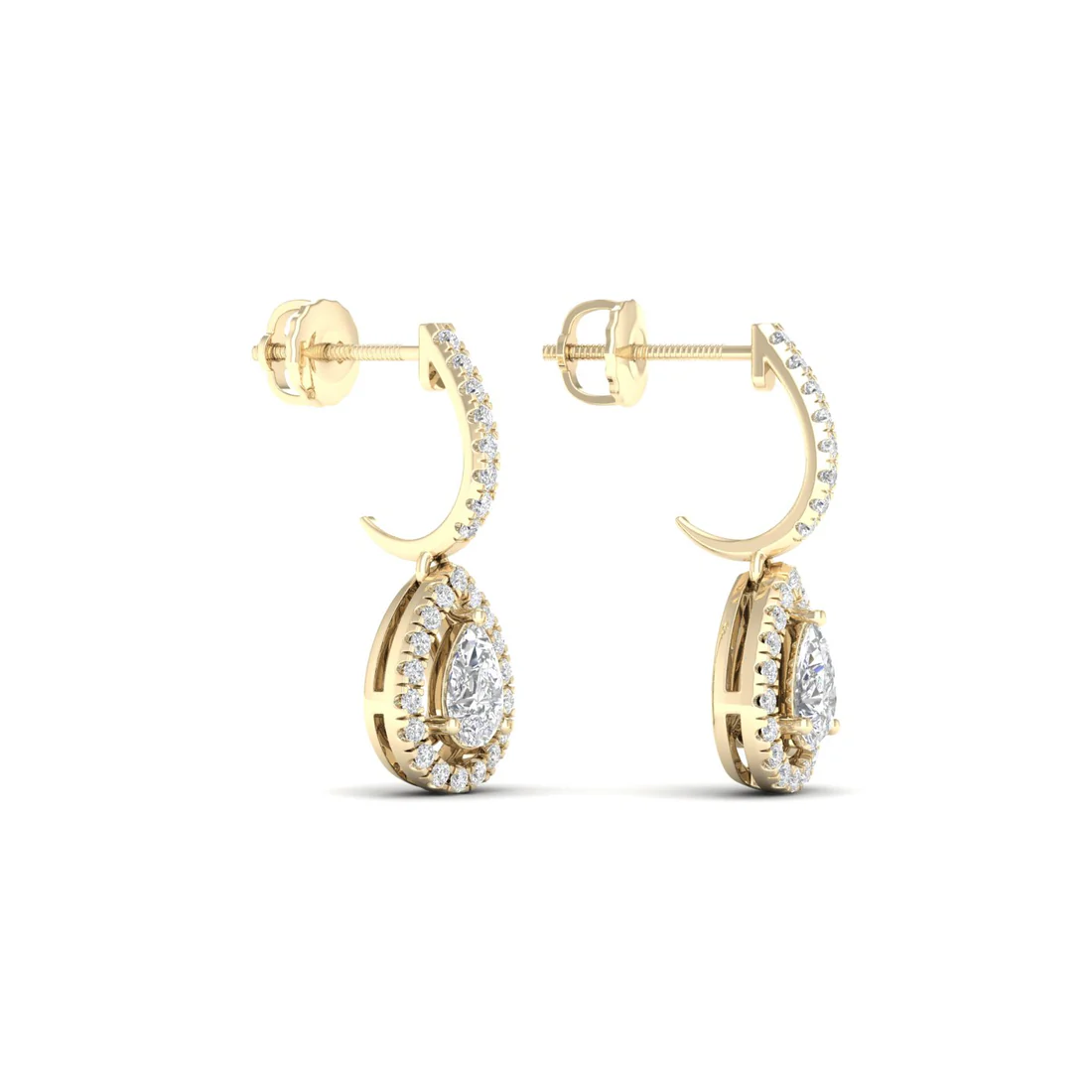 0.66 CTW Lab Grown Diamond Pear Halo Drop Earring
