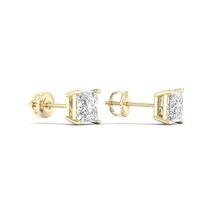 1.50 CTW Lab Grown Diamond Princess Solitaire Stud Earring