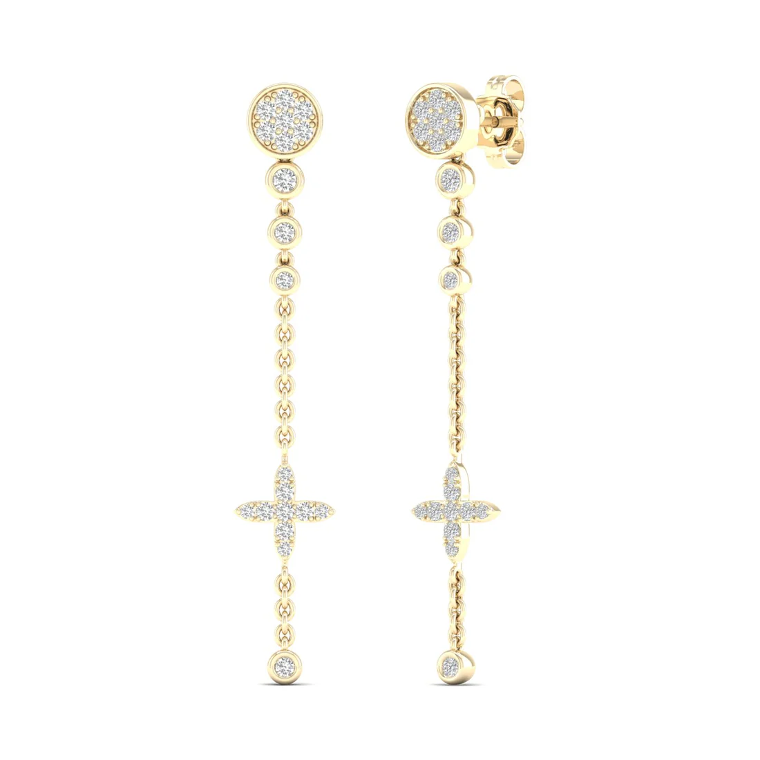 0.48 CTW Lab Grown Diamond Modern Pavé Cross Drop Earrings