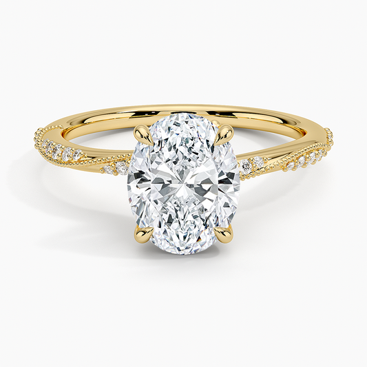 2 CT Lab Grown Diamond Milgrain Engagement Ring
