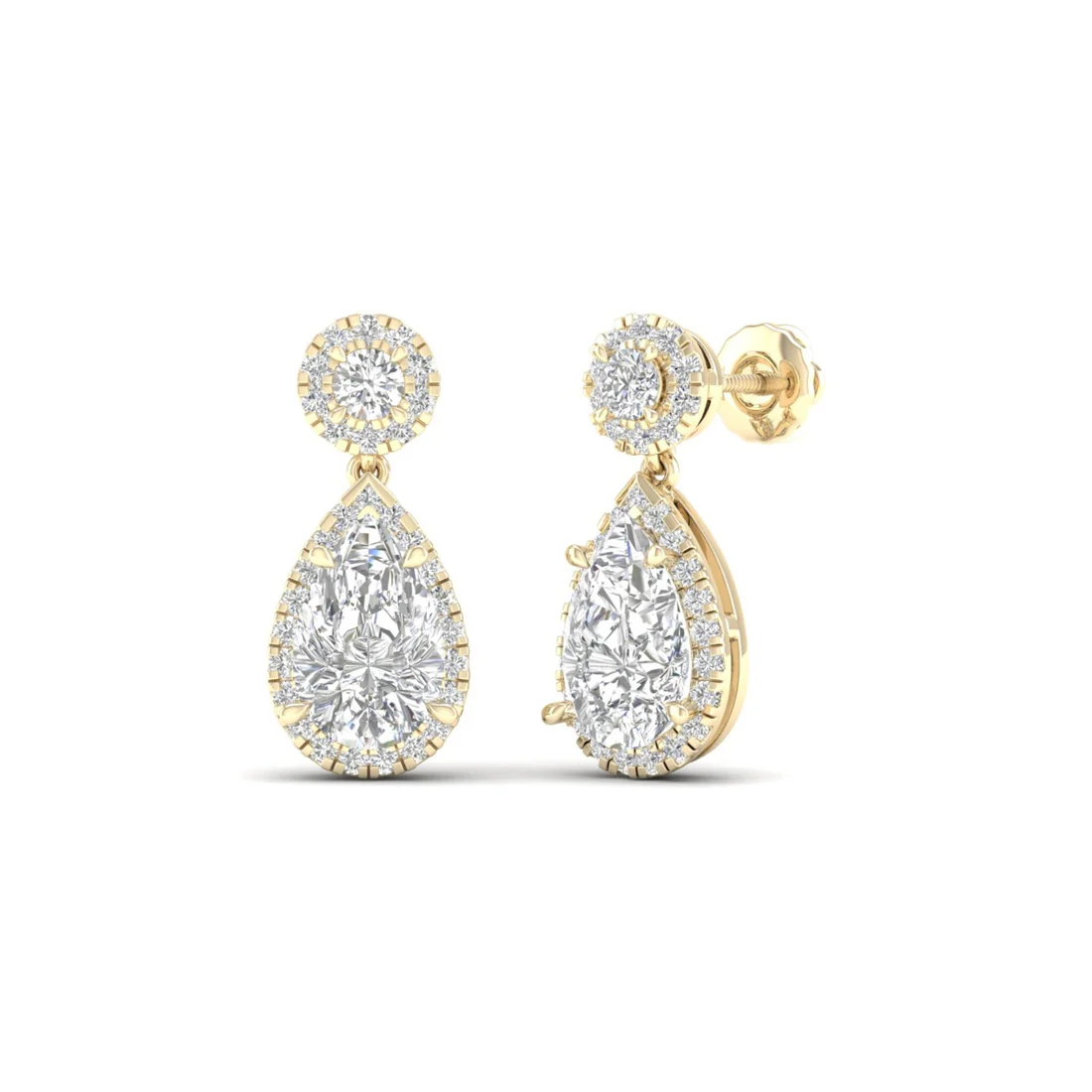 2.20 CTW Lab Grown Diamond Pear Drop Halo Earring