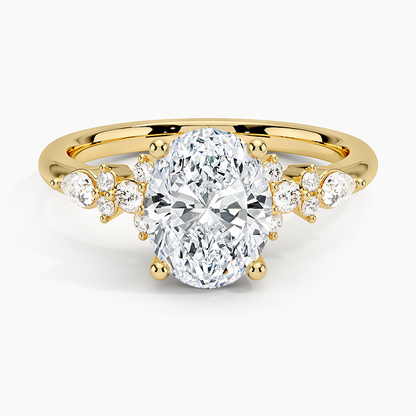 2 CT Lab Grown Diamond Oval Cut Cluster Engagement Ring