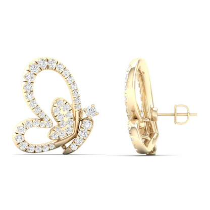 0.46 CTW Lab Grown Diamond Big Heart Butterfly Stud Earring