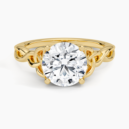 2 CT Round Cut Lab Grown Diamond 18k Gold Ring