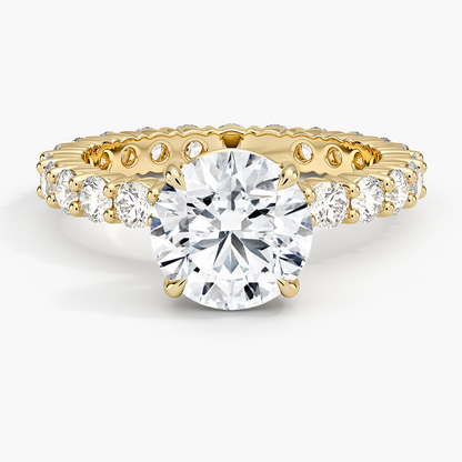 2 CT Round Cut Lab Grown Diamond 18k Solid Gold Ring