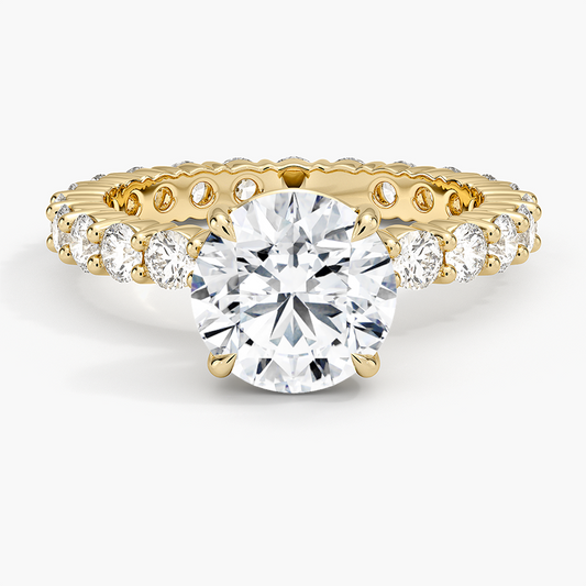 2 CT Round Cut Lab Grown Diamond 18k Solid Gold Ring