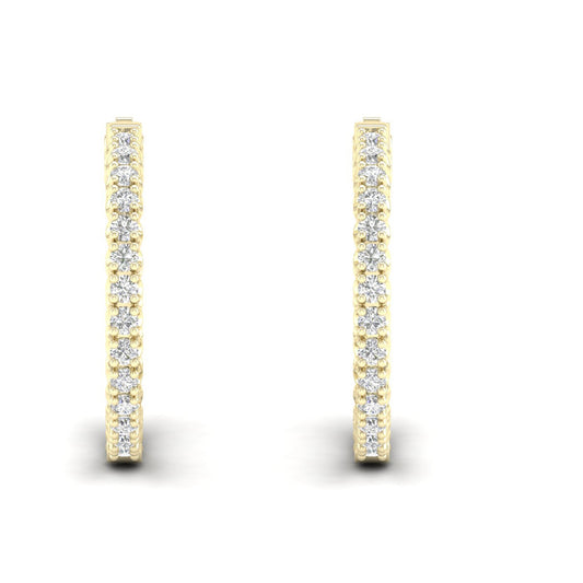 2 CTW Lab Grown Diamond Classic Round Hoop Earring