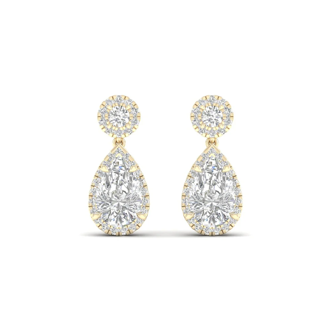 2.20 CTW Lab Grown Diamond Pear Drop Halo Earring