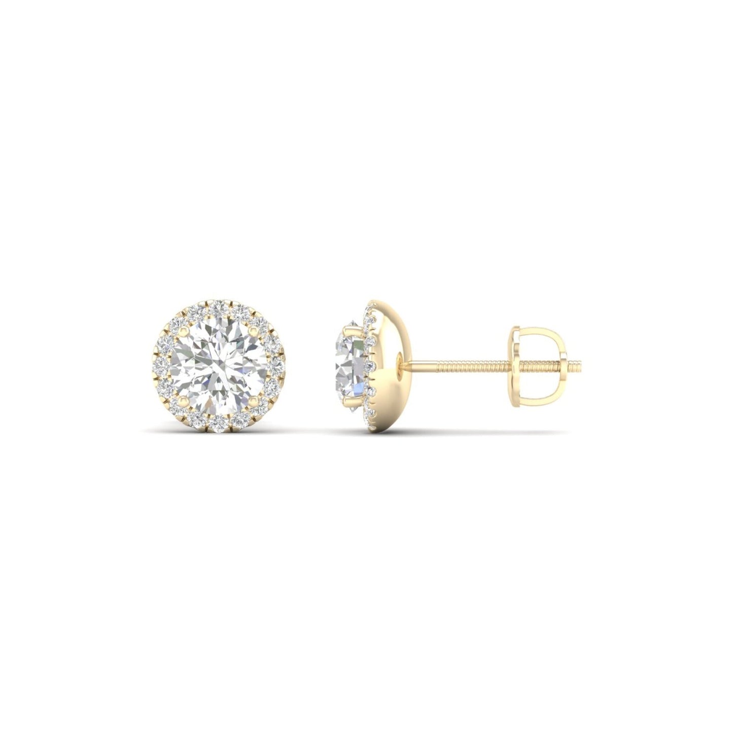 1 CTW Lab Grown Diamond Round Halo Stud Earring