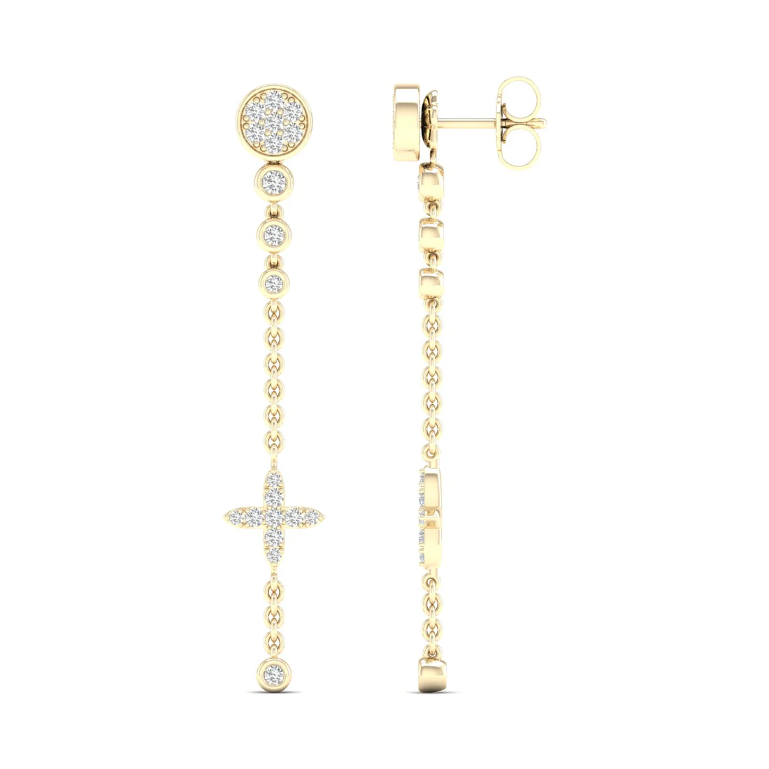 0.48 CTW Lab Grown Diamond Modern Pavé Cross Drop Earrings