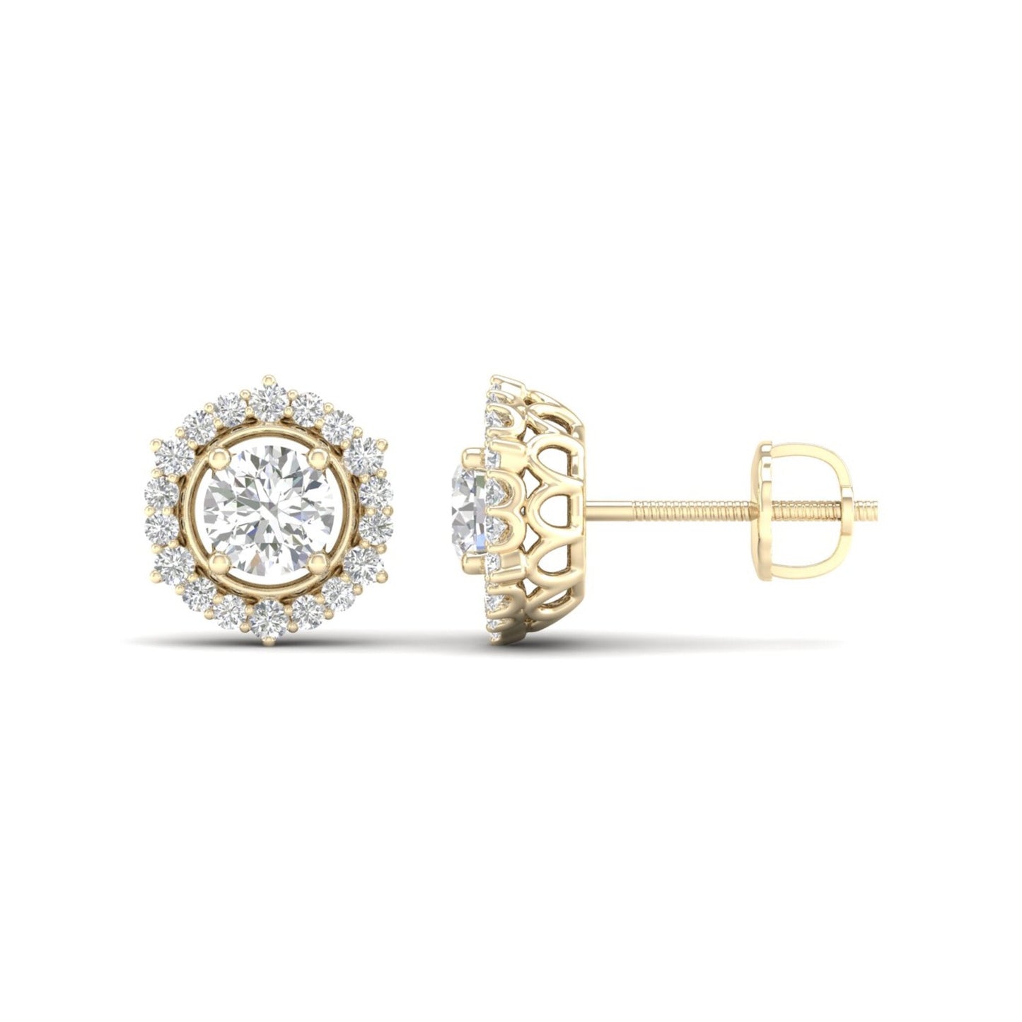 1 CTW Lab Grown Diamond Halo Round Stud Earring
